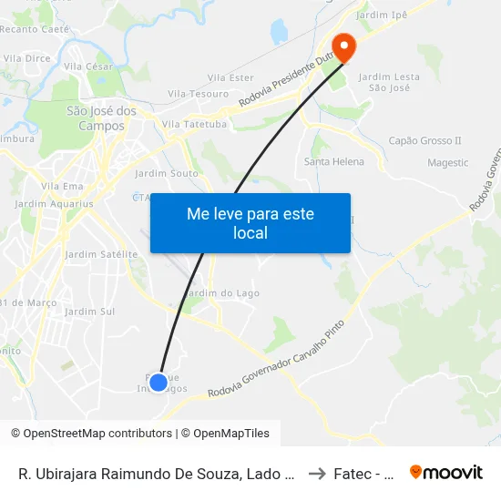 R. Ubirajara Raimundo De Souza, Lado 294 to Fatec - Sjc map