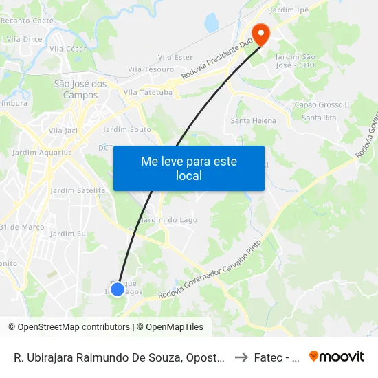R. Ubirajara Raimundo De Souza, Oposto 393 to Fatec - Sjc map