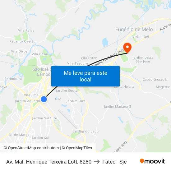 Av. Mal. Henrique Teixeira Lott, 8280 to Fatec - Sjc map