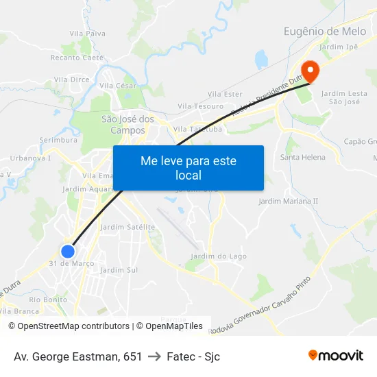 Av. George Eastman, 651 to Fatec - Sjc map