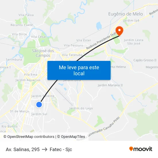 Av. Salinas, 295 to Fatec - Sjc map