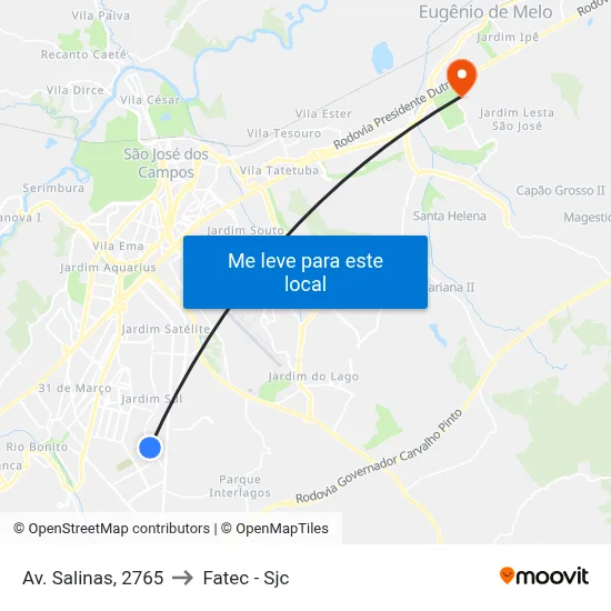 Av. Salinas, 2765 to Fatec - Sjc map