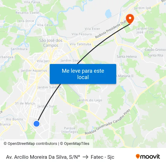 Av. Arcílio Moreira Da Silva, S/Nº to Fatec - Sjc map