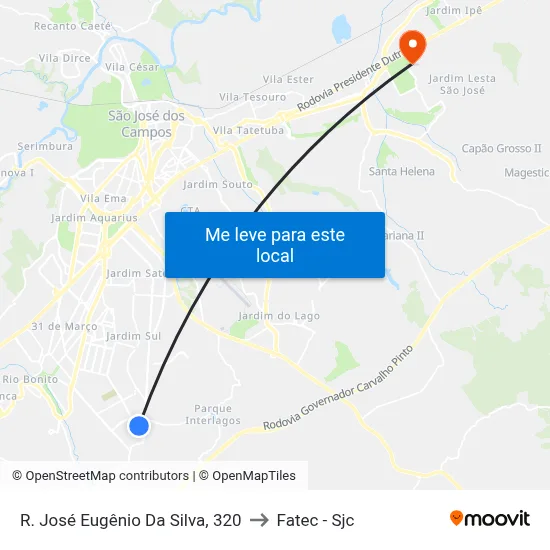 R. José Eugênio Da Silva, 320 to Fatec - Sjc map