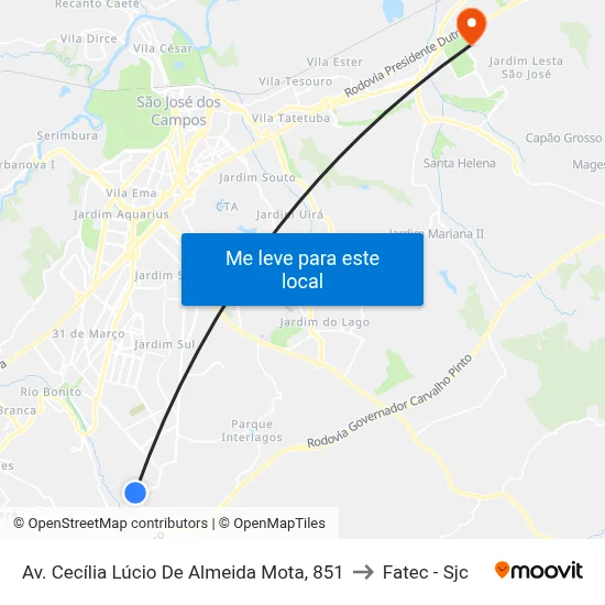 Av. Cecília Lúcio De Almeida Mota, 851 to Fatec - Sjc map