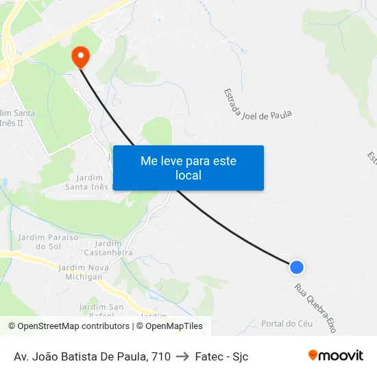 Av. João Batista De Paula, 710 to Fatec - Sjc map