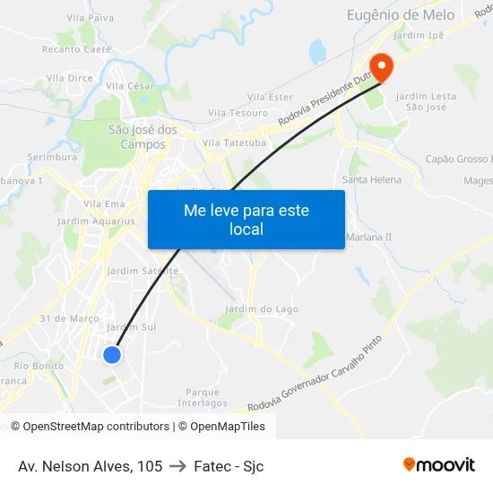 Av. Nelson Alves, 105 to Fatec - Sjc map