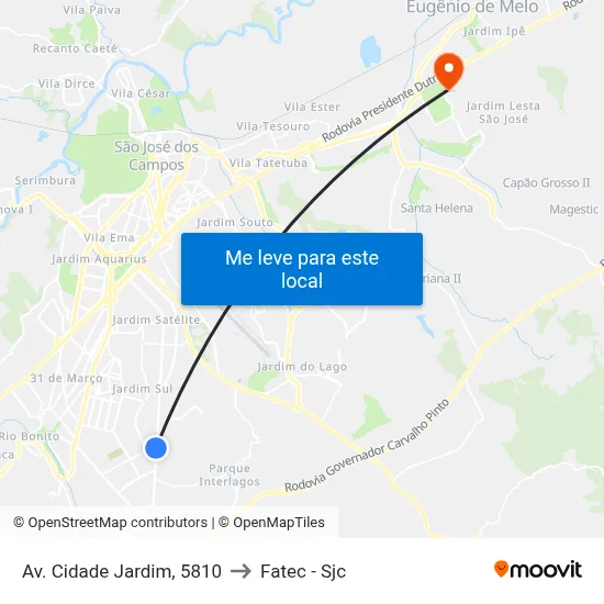 Av. Cidade Jardim, 5810 to Fatec - Sjc map