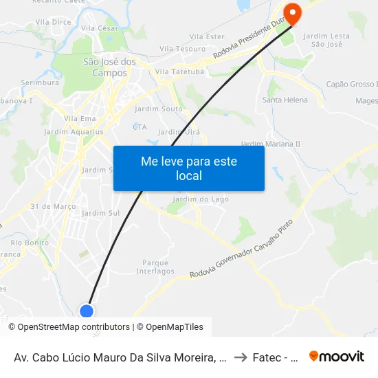 Av. Cabo Lúcio Mauro Da Silva Moreira, 266 to Fatec - Sjc map