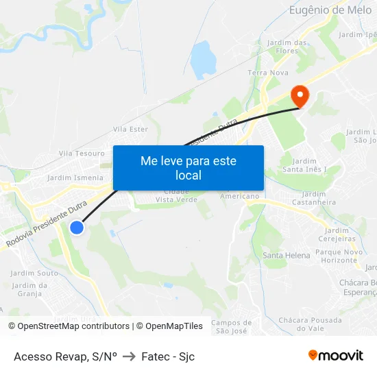 Acesso Revap, S/Nº to Fatec - Sjc map