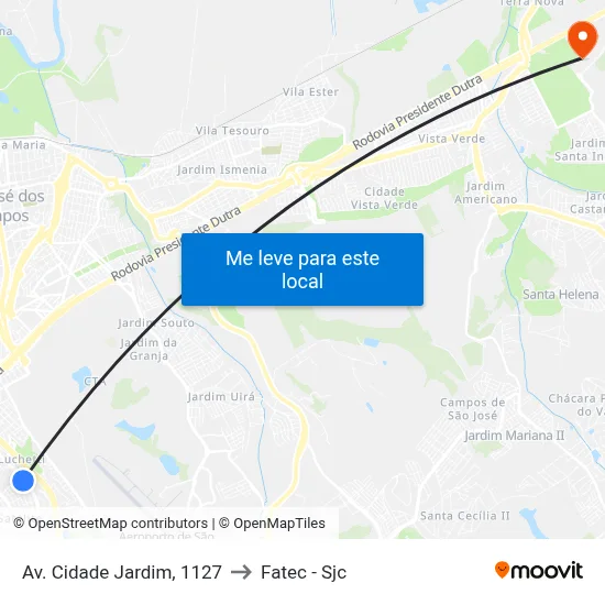 Av. Cidade Jardim, 1127 to Fatec - Sjc map