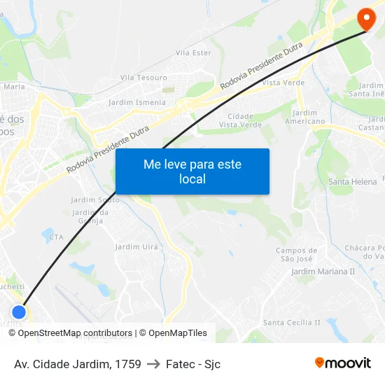 Av. Cidade Jardim, 1759 to Fatec - Sjc map