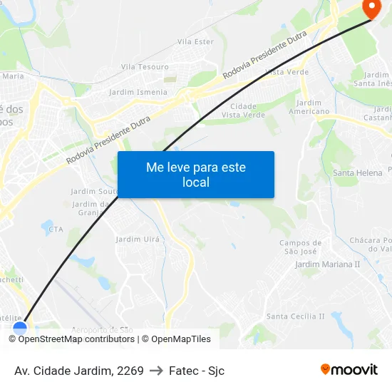 Av. Cidade Jardim, 2269 to Fatec - Sjc map