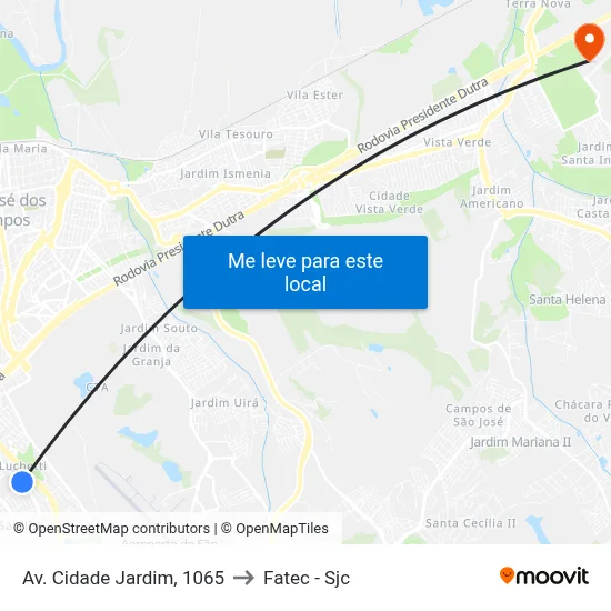 Av. Cidade Jardim, 1065 to Fatec - Sjc map