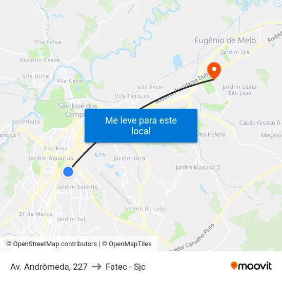 Av. Andrômeda, 227 to Fatec - Sjc map