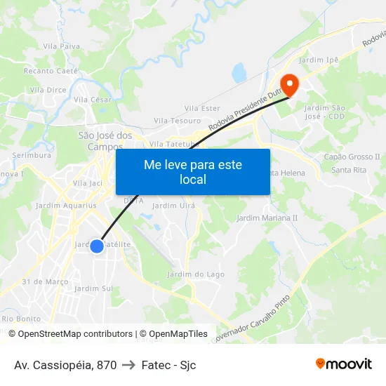 Av. Cassiopéia, 870 to Fatec - Sjc map