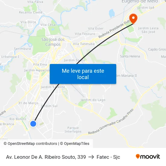 Av. Leonor De A. Ribeiro Souto, 339 to Fatec - Sjc map
