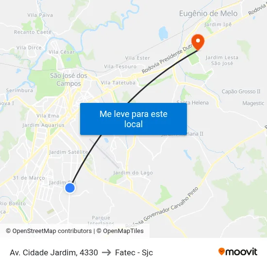 Av. Cidade Jardim, 4330 to Fatec - Sjc map
