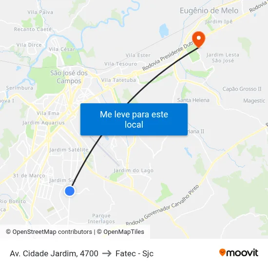 Av. Cidade Jardim, 4700 to Fatec - Sjc map