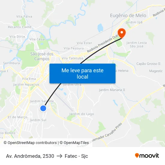 Av. Andrômeda, 2530 to Fatec - Sjc map