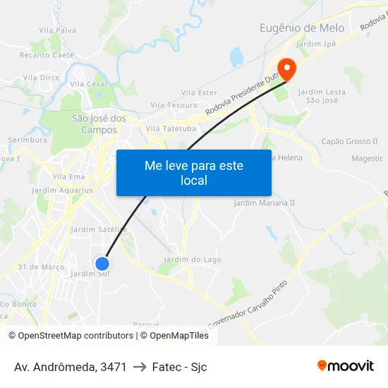 Av. Andrômeda, 3471 to Fatec - Sjc map