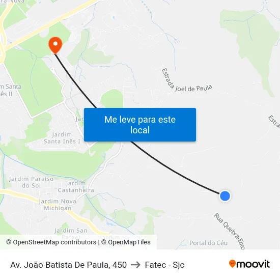 Av. João Batista De Paula, 450 to Fatec - Sjc map