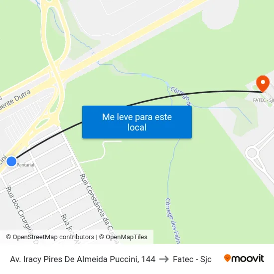 Av. Iracy Pires De Almeida Puccini, 144 to Fatec - Sjc map