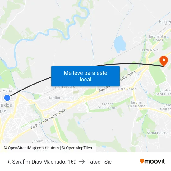 R. Serafim Dias Machado, 169 to Fatec - Sjc map