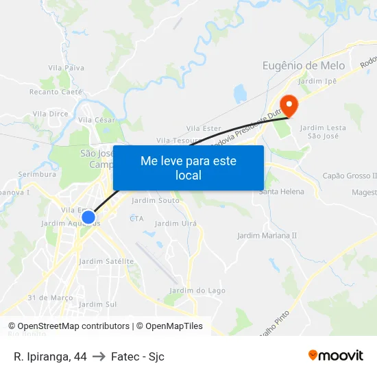 R. Ipiranga, 44 to Fatec - Sjc map