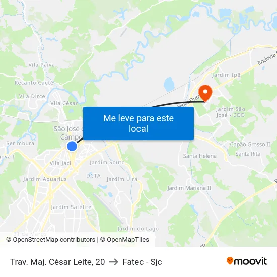 Trav. Maj. César Leite, 20 to Fatec - Sjc map
