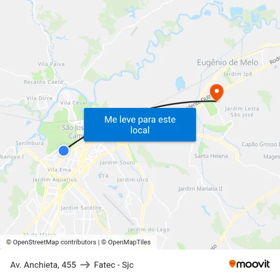 Av. Anchieta, 455 to Fatec - Sjc map