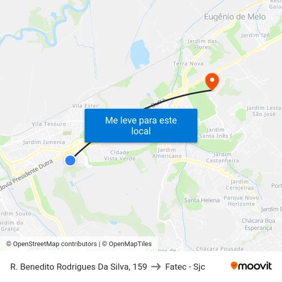 R. Benedito Rodrigues Da Silva, 159 to Fatec - Sjc map