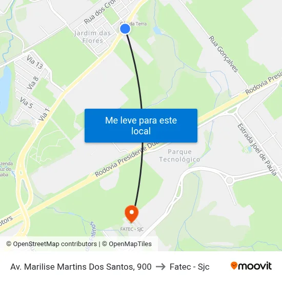 Av. Marilise Martins Dos Santos, 900 to Fatec - Sjc map