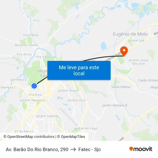 Av. Barão Do Rio Branco, 290 to Fatec - Sjc map