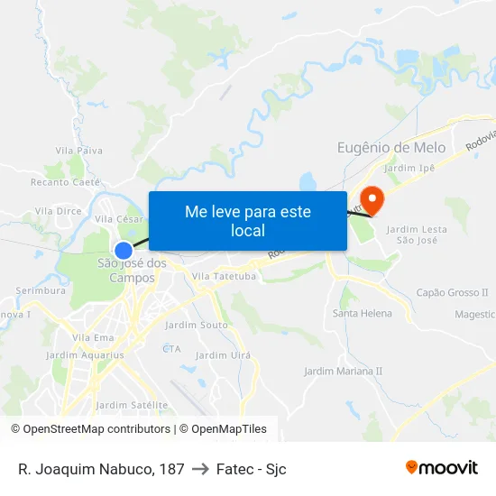 R. Joaquim Nabuco, 187 to Fatec - Sjc map