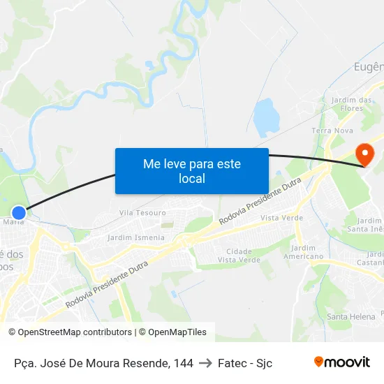 Pça. José De Moura Resende, 144 to Fatec - Sjc map