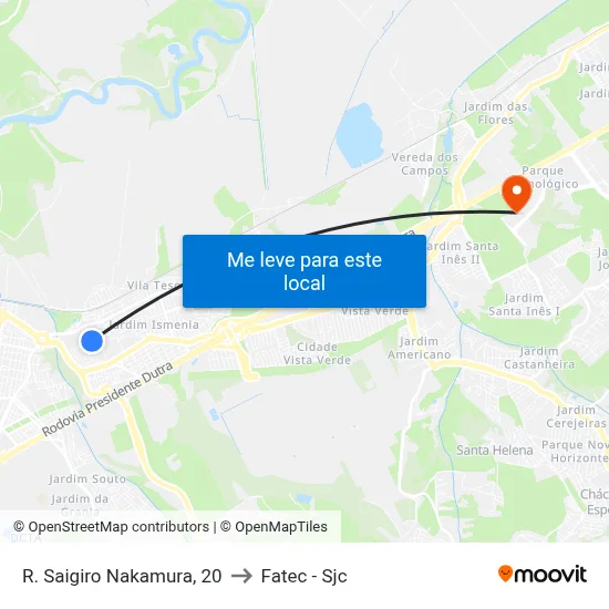 R. Saigiro Nakamura, 20 to Fatec - Sjc map