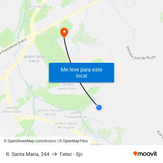 R. Santa Maria, 244 to Fatec - Sjc map