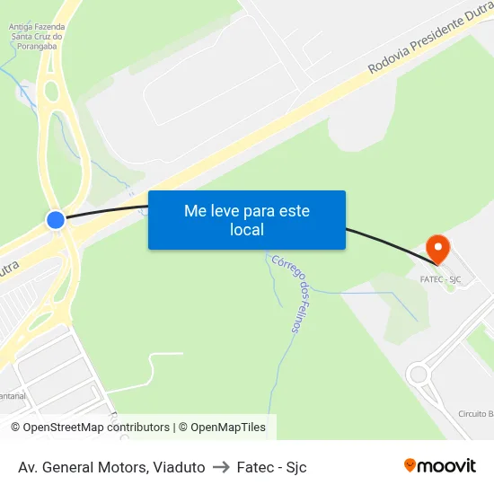 Av. General Motors, Viaduto to Fatec - Sjc map