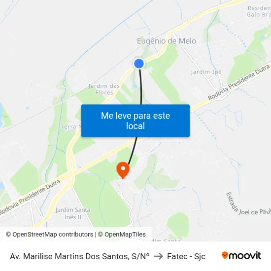 Av. Marilise Martins Dos Santos, S/Nº to Fatec - Sjc map