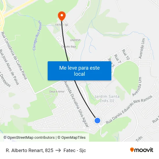 R. Alberto Renart, 825 to Fatec - Sjc map