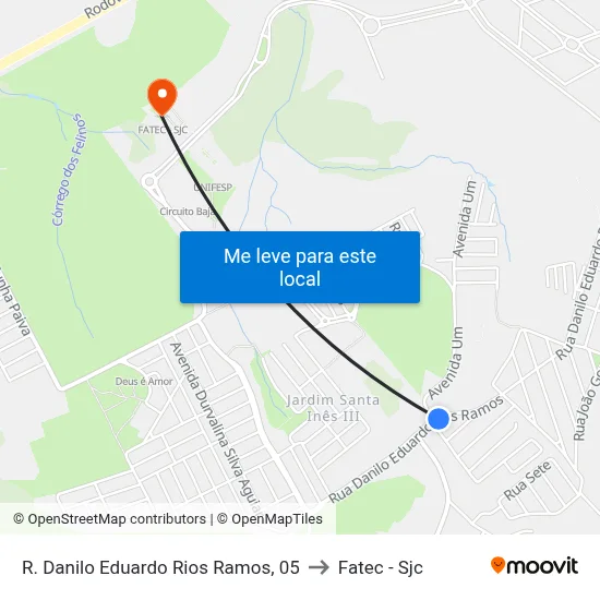 R. Danilo Eduardo Rios Ramos, 05 to Fatec - Sjc map