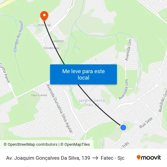 Av. Joaquim Gonçalves Da Silva, 139 to Fatec - Sjc map