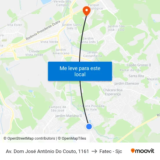 Av. Dom José Antônio Do Couto, 1161 to Fatec - Sjc map