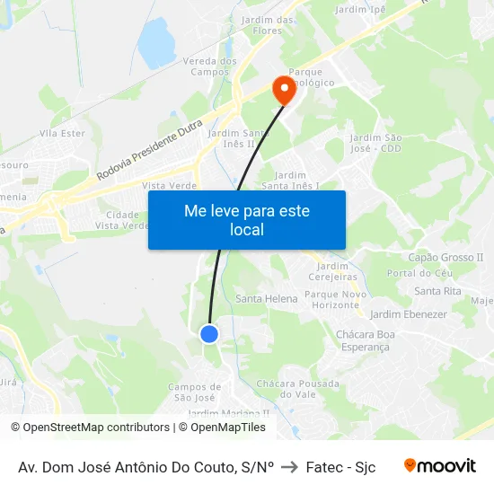 Av. Dom José Antônio Do Couto, S/Nº to Fatec - Sjc map
