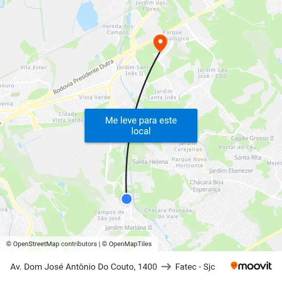 Av. Dom José Antônio Do Couto, 1400 to Fatec - Sjc map