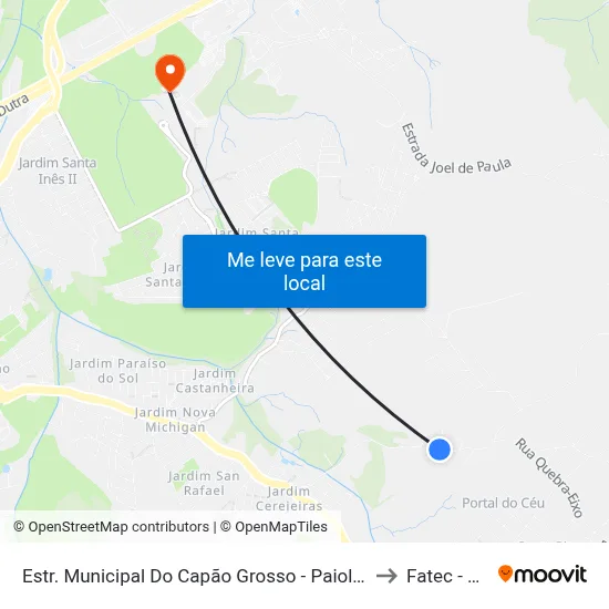 Estr. Municipal Do Capão Grosso - Paiol, 13 to Fatec - Sjc map
