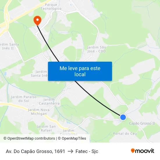 Av. Do Capão Grosso, 1691 to Fatec - Sjc map