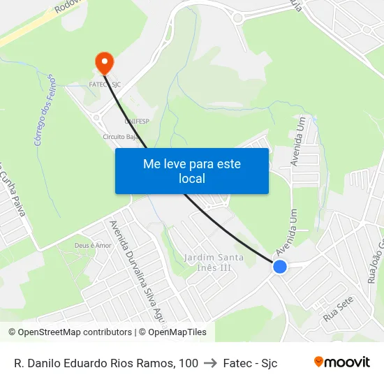 R. Danilo Eduardo Rios Ramos, 100 to Fatec - Sjc map
