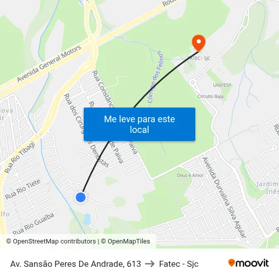 Av. Sansão Peres De Andrade, 613 to Fatec - Sjc map
